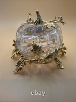 Franklin Mint Cinderella Crystal Pumpkin Coach 24K Gold Plated NEW No Box