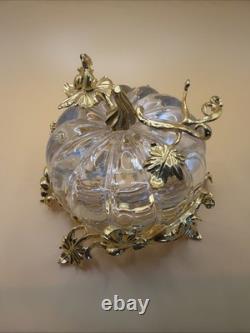 Franklin Mint Cinderella Crystal Pumpkin Coach 24K Gold Plated NEW No Box