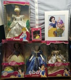 Huge Estate Lot NIB Disney Porcelain Keepsake Doll Snow White Cinderella Barbie