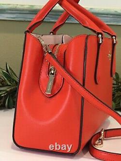 Kate Spade Tippy Small Triple Compartment Satchel Crossbody Bag Orange Leather