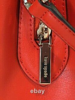 Kate Spade Tippy Small Triple Compartment Satchel Crossbody Bag Orange Leather