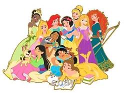 LE 100 Disney Pin Tiana Mulan Pocahontas Belle Ariel Rapunzel SUPER JUMBO Acme