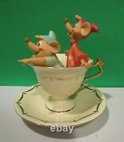 LENOX DISNEY TEA PARTY PALS TEACUP CINDERELLA MICE JAQ GUS NEW in BOX with COA