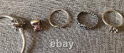 LOT OF 5! BUNDLE6.5 PANDORA Disney Cinderella Pumpkin Clasp Bracelet Rings Cat