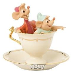Lenox Disney Cinderella Tea Party Pals Figurine Gus Jaq Mouse Teacup Saucer NEW