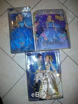 Lot of 3 Disney Store Film Collection Cinderella Live Action Dolls & Prince