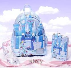 Loungefly Cinderella Christmas Holiday Castle Light Up Backpack & Wallet NEW