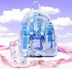 Loungefly Cinderella Christmas Holiday Castle Light Up Backpack & Wallet NEW