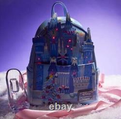 Loungefly Cinderella Christmas Holiday Castle Light Up Backpack & Wallet NEW