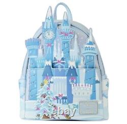 Loungefly Cinderella Christmas Holiday Castle Light Up Backpack & Wallet NEW