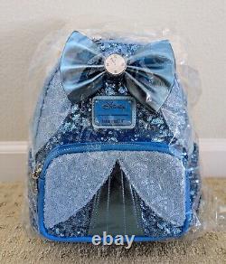 Loungefly Disney CINDERELLA Sequin Mini Backpack Blue NEW Ships ASAP