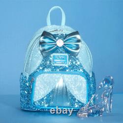 Loungefly Disney CINDERELLA Sequin Mini Backpack Blue NEW Ships ASAP