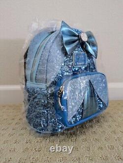 Loungefly Disney CINDERELLA Sequin Mini Backpack Blue NEW Ships ASAP