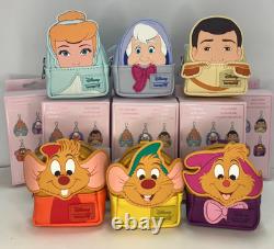 Loungefly Disney Cinderella 75th Anniversary Backpack Keychain Charm 6PCS SET