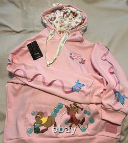 Loungefly Disney Cinderella Gus Jaq Pink Hoodie Sweatshirt Unisex Large