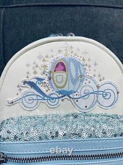 Loungefly Disney Cinderella Magical Carriage Sequin Mini Backpack NEW