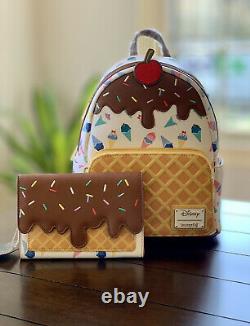 Loungefly Disney Princess Ice Cream Cones Mini Backpack Wallet Set NWT