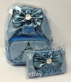 Loungefly Exclusive Cinderella Sequin Mini Backpack + Sequin Flap Wallet NWT