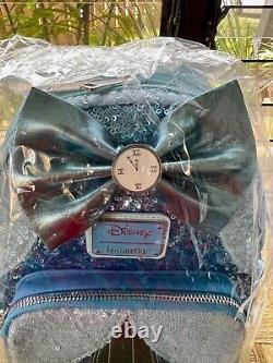 Loungefly Exclusive Disney Cinderella Sequin Mini Backpack Blue NEW