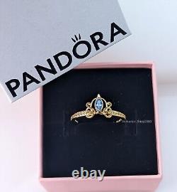 NEW 100% Authentic PANDORA Gold Blue Disney Cinderella's Carriage Ring 163059C01