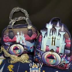 NEW Disney Loungefly Cinderella Castle Crossbody Bag Purse & Mini Backpack Set