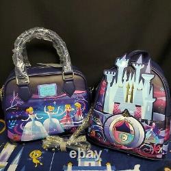 NEW Disney Loungefly Cinderella Castle Crossbody Bag Purse & Mini Backpack Set