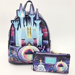 NEW Disney Loungefly Cinderella Castle Mini Backpack & Wallet Set Princess Bag