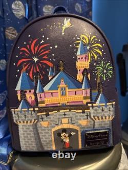 NEW Disney Parks Loungefly Cinderella's Castle Fireworks Mickey Mini Backpack