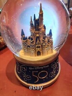NEW Disney Snow Globe 50th Anniversary Magic Kingdom Cinderella Castle Blue Pink