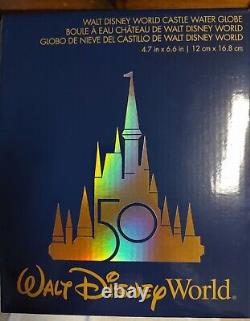 NEW Disney Snow Globe 50th Anniversary Magic Kingdom Cinderella Castle Blue Pink