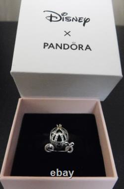 NEW Pandora 2-Tone Charm Disney Cinderella Pumpkin Coach #791573CZ With Box