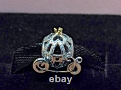 NEW Pandora 2-Tone Charm Disney Cinderella Pumpkin Coach #791573CZ With Box