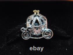 NEW Pandora 2-Tone Charm Disney Cinderella Pumpkin Coach #791573CZ With Box