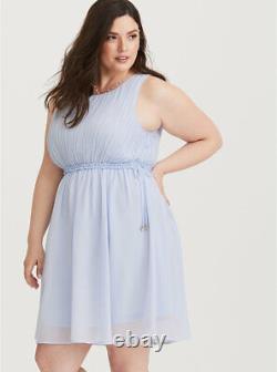 NEW Torrid Disney Cinderella Blue Chiffon Pleated Skater Dress Size 3 22-24