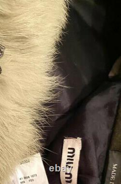 NWT $4,100 PRADA Miu Miu Real Fur Collar COAT 36 38 40 2 4 6 Jacket GIFT BAG S M