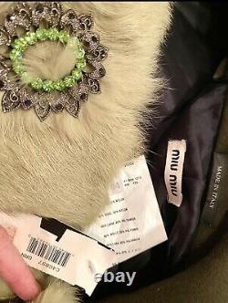 NWT $4,100 PRADA Miu Miu Real Fur Collar COAT 40 42 44 4 6 8 Jacket GIFT BAG S M