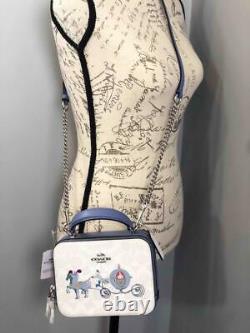 NWT COACH X DISNEY Cinderella Signature Canvas Box Crossbody Bag #C1426