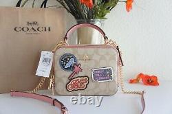 NWT Coach C1434 Disney X Coach Box Crossbody In Signature Canvas With Patches