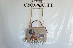 NWT Coach C1434 Disney X Coach Box Crossbody In Signature Canvas With Patches