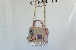 NWT Coach C1434 Disney X Coach Box Crossbody In Signature Canvas With Patches