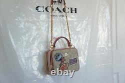 NWT Coach C1434 Disney X Coach Box Crossbody In Signature Canvas With Patches