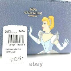 NWT Coach C2895 Disney X Medium Id Zip Wallet With Cinderella Periwinkle Multi
