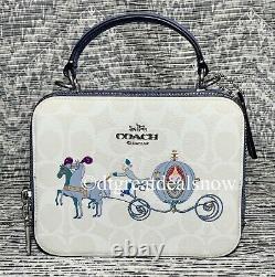 NWT Coach X Disney Box Crossbody In Signature Canvas With Cinderella C1426