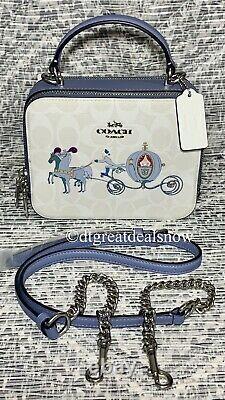 NWT Coach X Disney Box Crossbody In Signature Canvas With Cinderella C1426