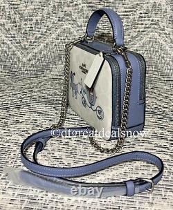 NWT Coach X Disney Box Crossbody In Signature Canvas With Cinderella C1426