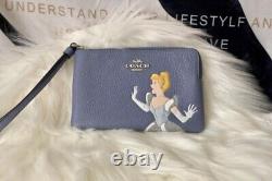 NWT Coach X Disney Corner Zip Wristlet With Cinderella-C3361 Periwinkle Blue