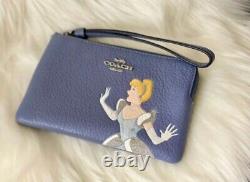 NWT Coach X Disney Corner Zip Wristlet With Cinderella-C3361 Periwinkle Blue