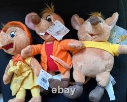 NWT Disney Store Cinderella friends Mouse Plush Jaq Gus Suzy Set Stuffed Animals