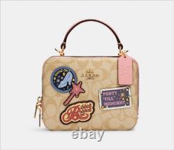 NWT Disney X Coach Box Crossbody In Signature Canvas with Patches C1434
