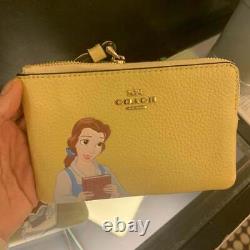 NWT Disney X Coach Corner Zip Wristlet wallet With Cinderella/ Belle/ Tiana